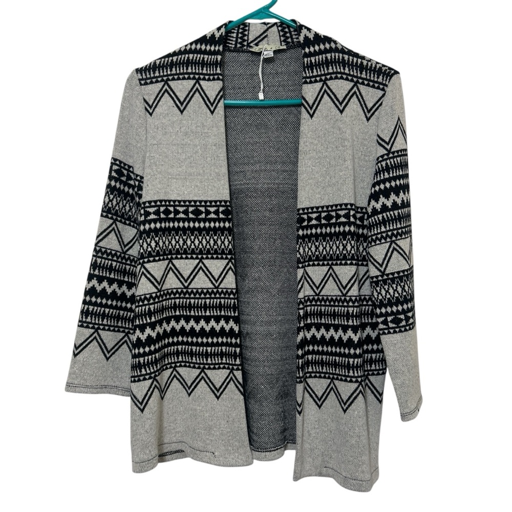 Camille & Co. Black & White Geometric Aztec Cardigan - Made in Italy - Size S